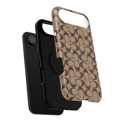 Signature Pattern Impact-Resistant Phone Case — Brown Monogram iPhone Cover