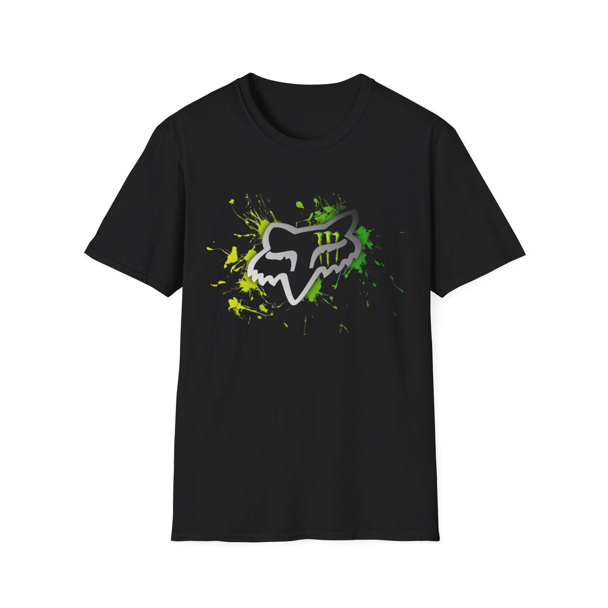 Fox Head Splash T-Shirt | Neon Green Paint Splatter