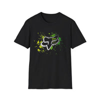 Fox Head Splash T-Shirt | Neon Green Paint Splatter