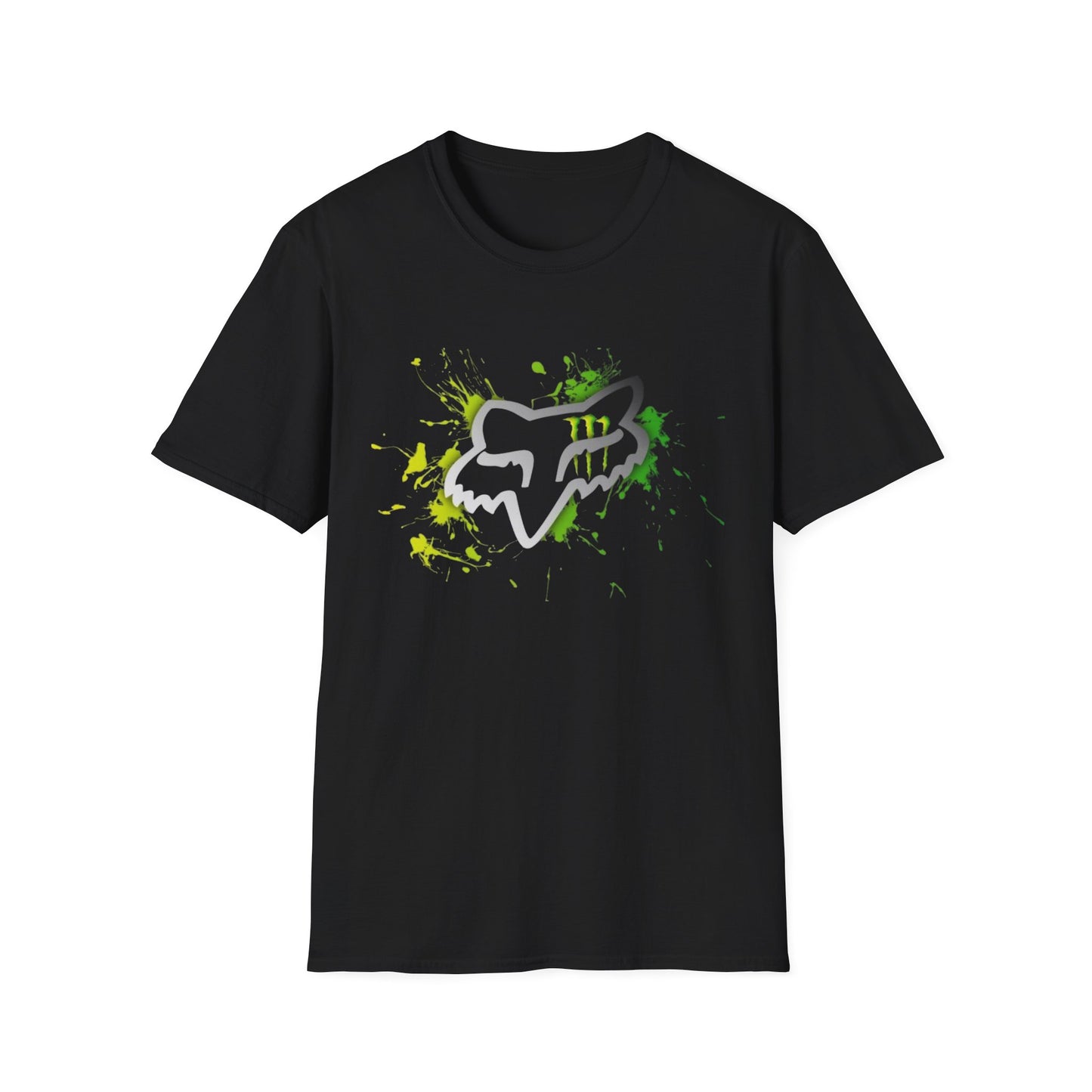 Fox Head Splash T-Shirt | Neon Green Paint Splatter