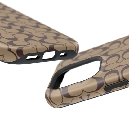 Signature Pattern Impact-Resistant Phone Case — Brown Monogram iPhone Cover