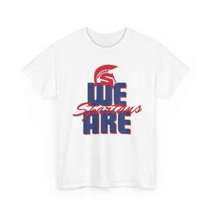 We Are Spartans T-Shirt — School Spirit Tee (Red & Navy Spartan Logo)