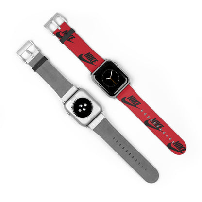 Nike Logo Pattern Watch Band | Red Sport Apple Watch Strap