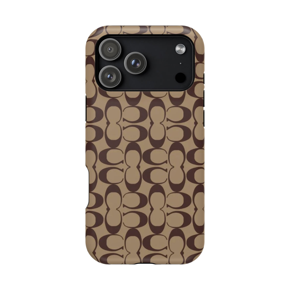 Signature Pattern Impact-Resistant Phone Case — Brown Monogram iPhone Cover
