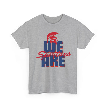 We Are Spartans T-Shirt — School Spirit Tee (Red & Navy Spartan Logo)