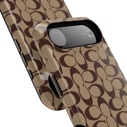 Signature Pattern Impact-Resistant Phone Case — Brown Monogram iPhone Cover