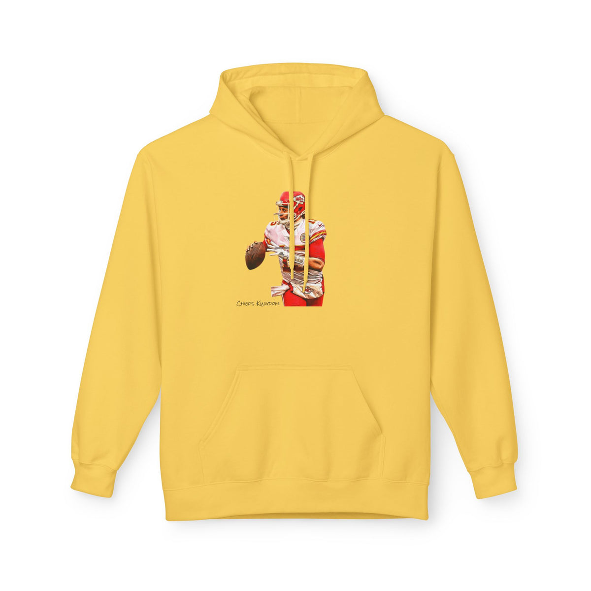 Mahomes Illustration Hoodie — Vintage Red Helmet Athletic Pullover
