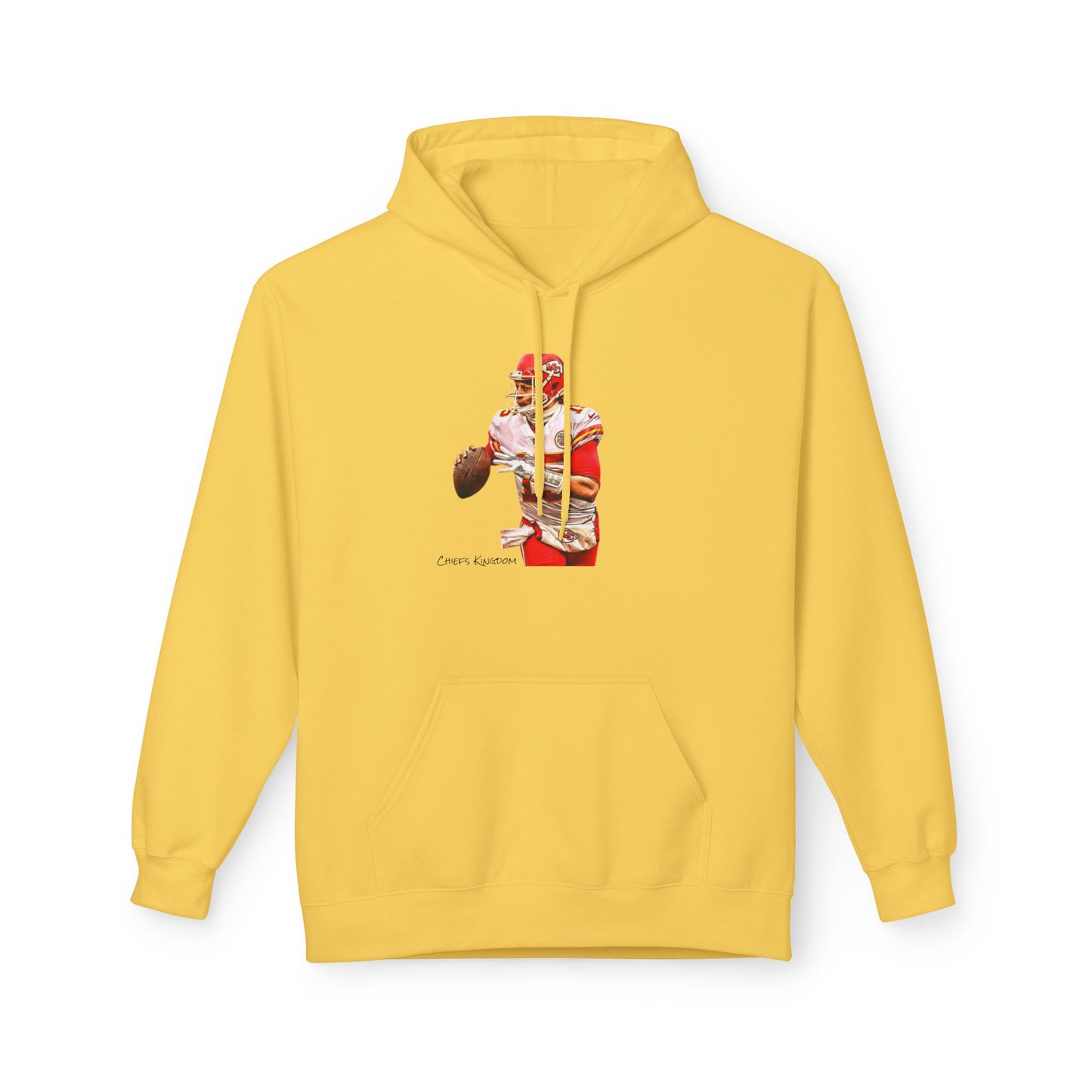 Mahomes Illustration Hoodie — Vintage Red Helmet Athletic Pullover