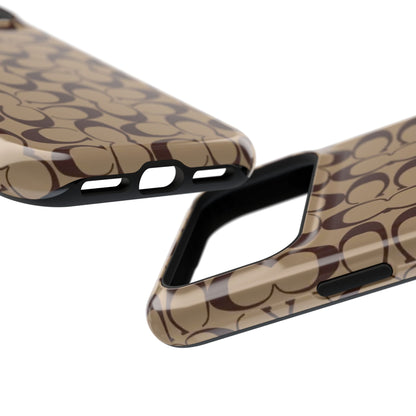 Signature Pattern Impact-Resistant Phone Case — Brown Monogram iPhone Cover