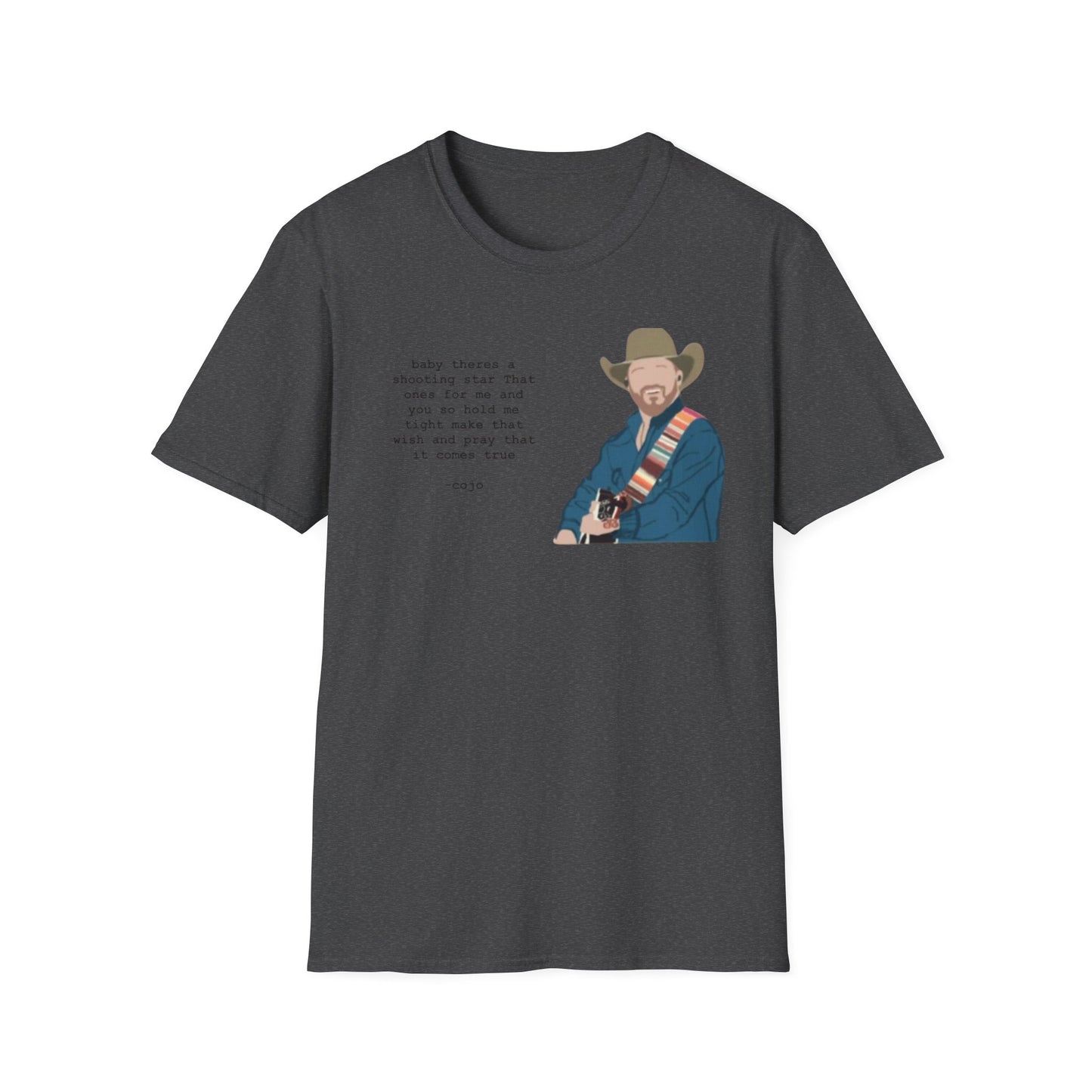 Cojo Guitar Portrait T‑Shirt — "Baby There's a Star" Lyric Tee