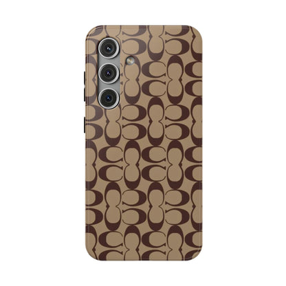 Signature Pattern Impact-Resistant Phone Case — Brown Monogram iPhone Cover