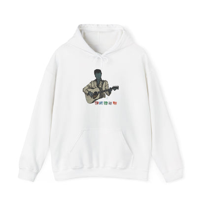 Elvis Silhouette Hoodie — Cozy Music Lover Pullover with Color Block Notes