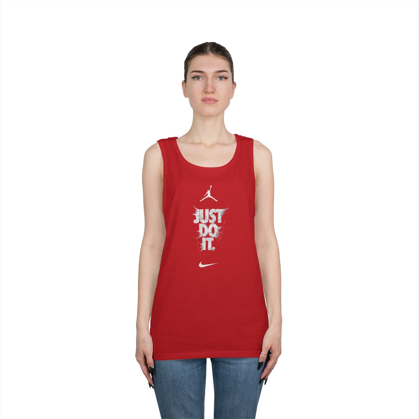 Just Do It vertical logo Tank Top | Sporty Nike-inspired graphic