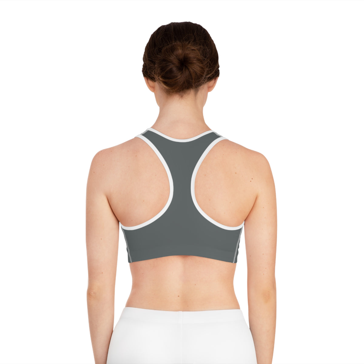 Gray Athletic Logo Sports Bra | Racerback Activewear
