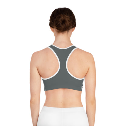 Gray Athletic Logo Sports Bra | Racerback Activewear