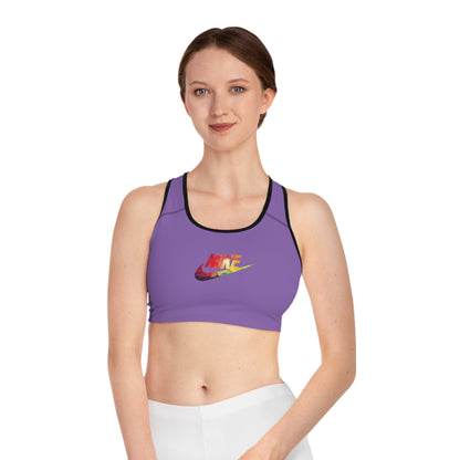 Rainbow Brushstroke Swoosh Sports Bra | Purple Athletic Crop