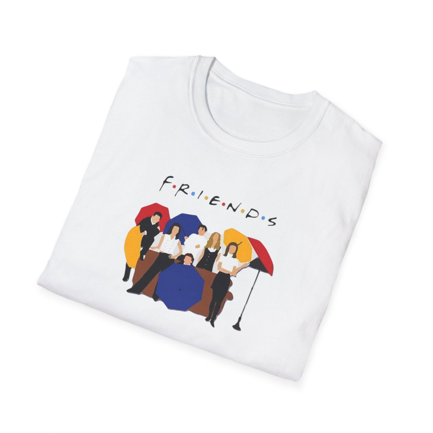 Friends TV Show Minimalist Group Graphic T-Shirt — "FRIENDS" Cast Illustration