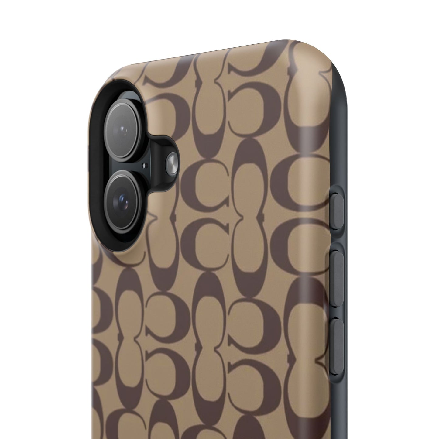 Signature Pattern Impact-Resistant Phone Case — Brown Monogram iPhone Cover