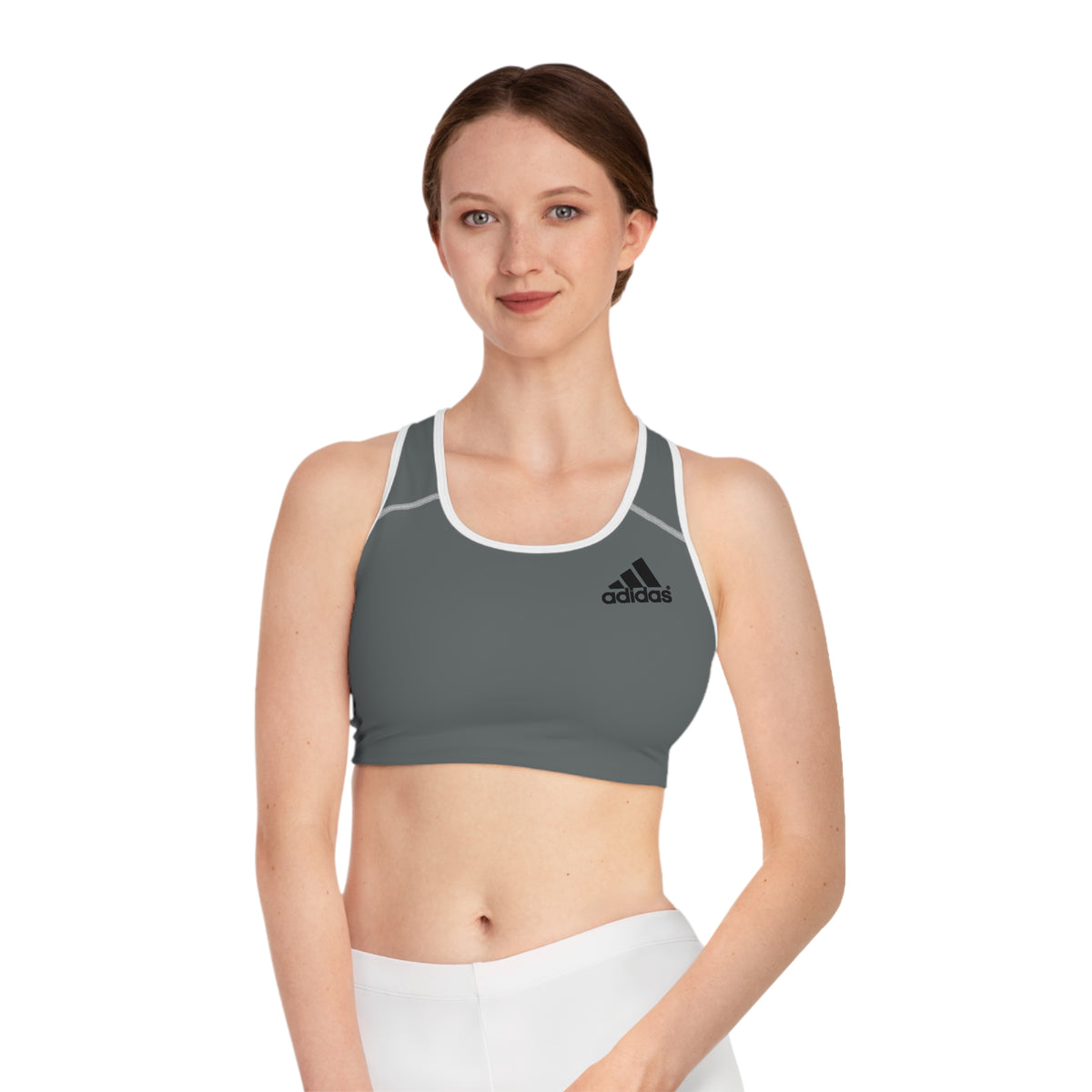 Gray Athletic Logo Sports Bra | Racerback Activewear