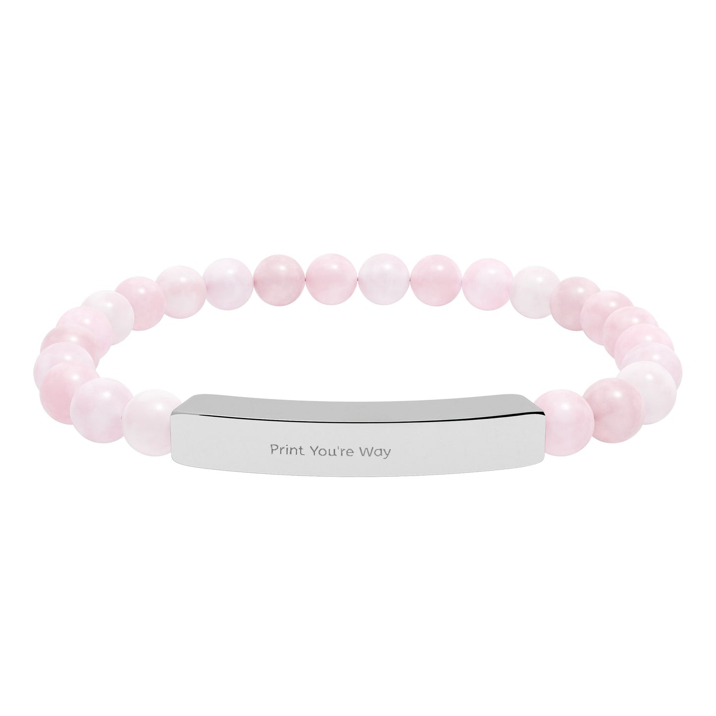 Engravable Natural Stone Bead Bracelet - Personalized Bar Stretch Bracelet