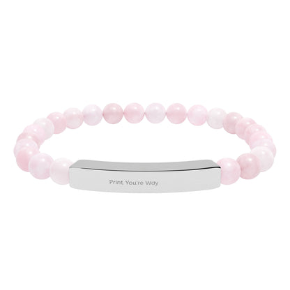 Engravable Natural Stone Bead Bracelet - Personalized Bar Stretch Bracelet