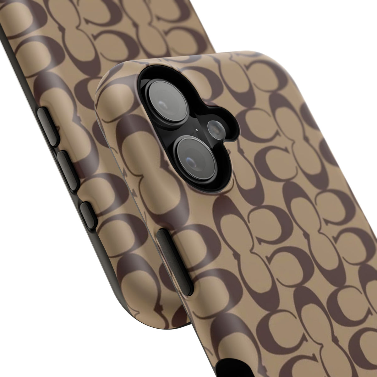Signature Pattern Impact-Resistant Phone Case — Brown Monogram iPhone Cover