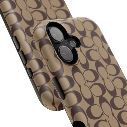 Signature Pattern Impact-Resistant Phone Case — Brown Monogram iPhone Cover