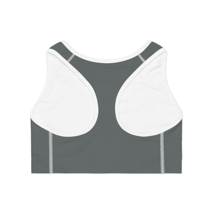 Gray Athletic Logo Sports Bra | Racerback Activewear