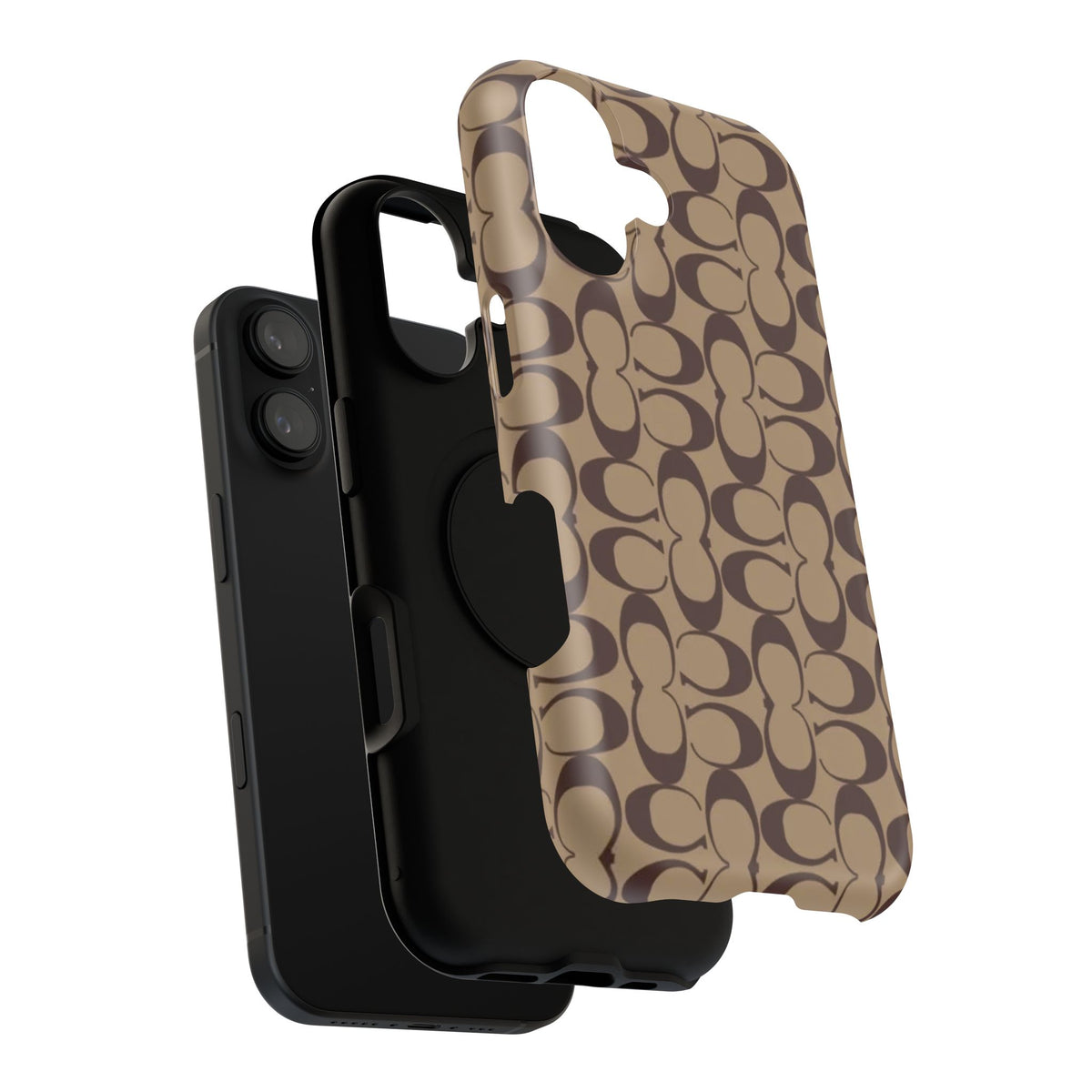 Signature Pattern Impact-Resistant Phone Case — Brown Monogram iPhone Cover
