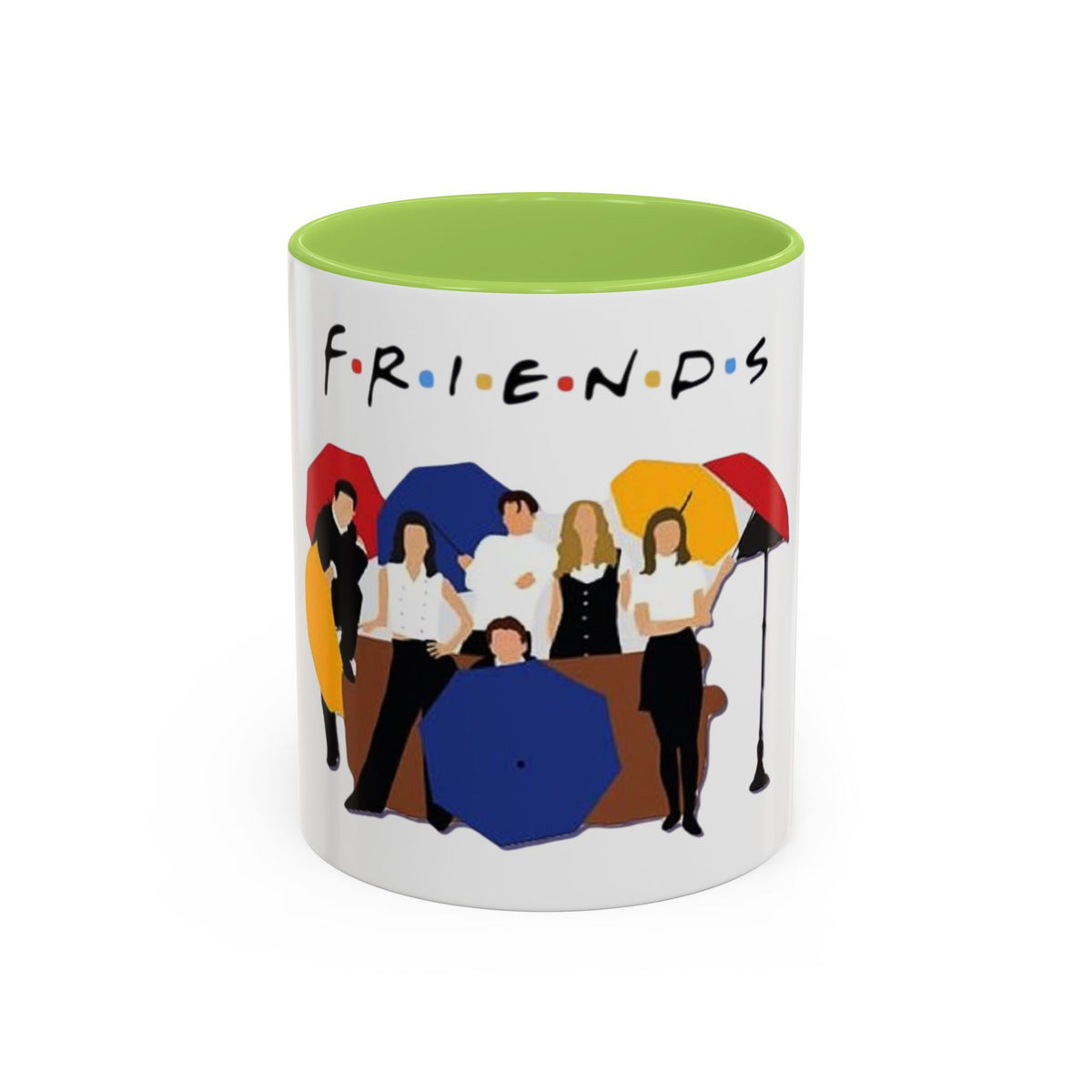 Friends TV Show Inspired Coffee Mug — Cast Silhouette with Umbrellas, 11/15oz Accent Mug