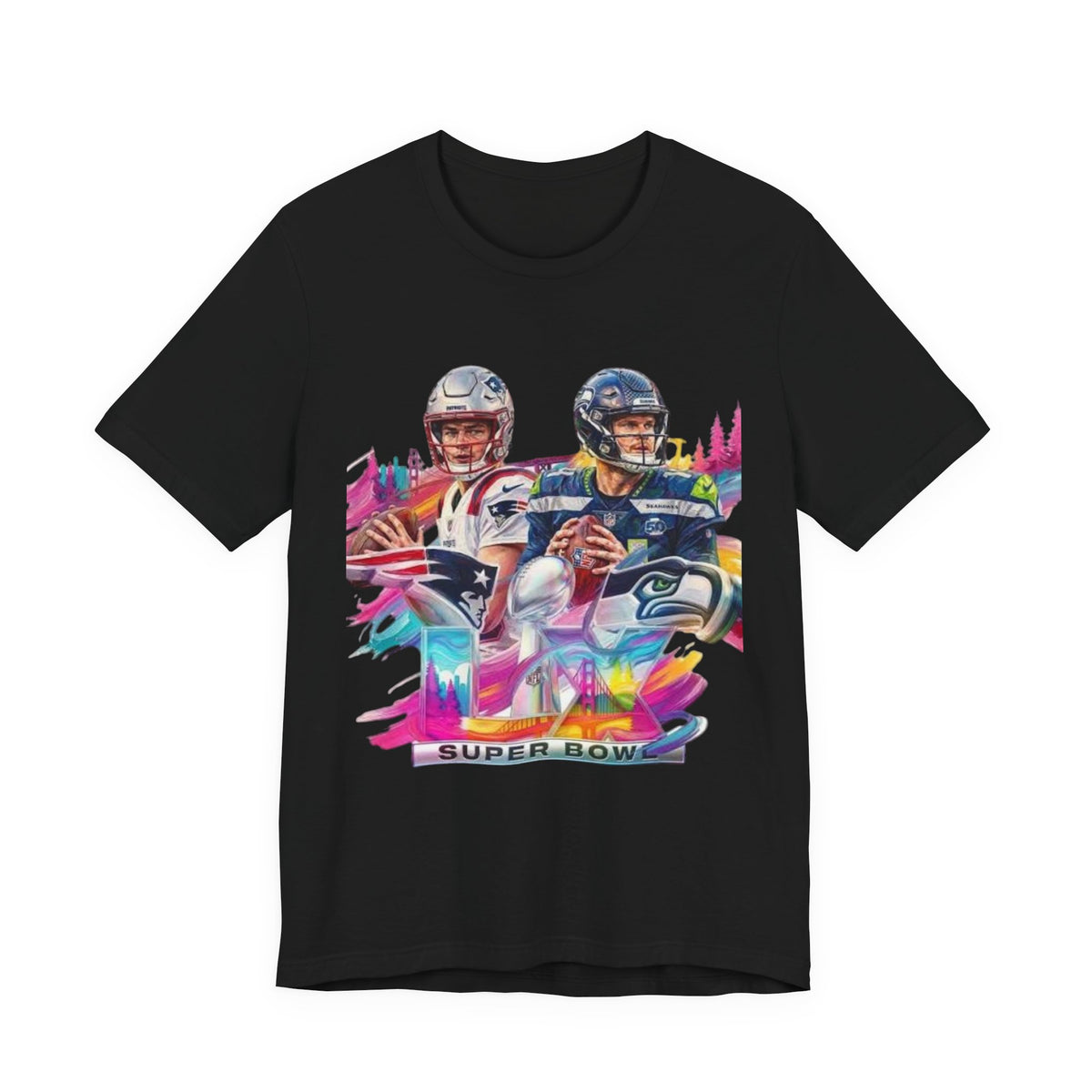 Super Bowl LVII Quarterbacks Graphic Tee — Colorful Game Day Fan Shirt