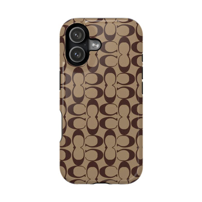 Signature Pattern Impact-Resistant Phone Case — Brown Monogram iPhone Cover