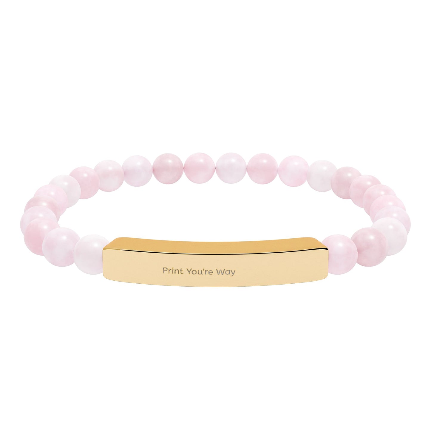 Engravable Natural Stone Bead Bracelet - Personalized Bar Stretch Bracelet