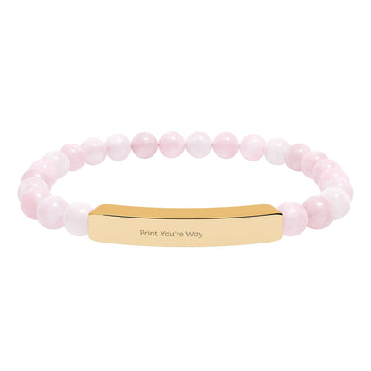 Engravable Natural Stone Bead Bracelet - Personalized Bar Stretch Bracelet