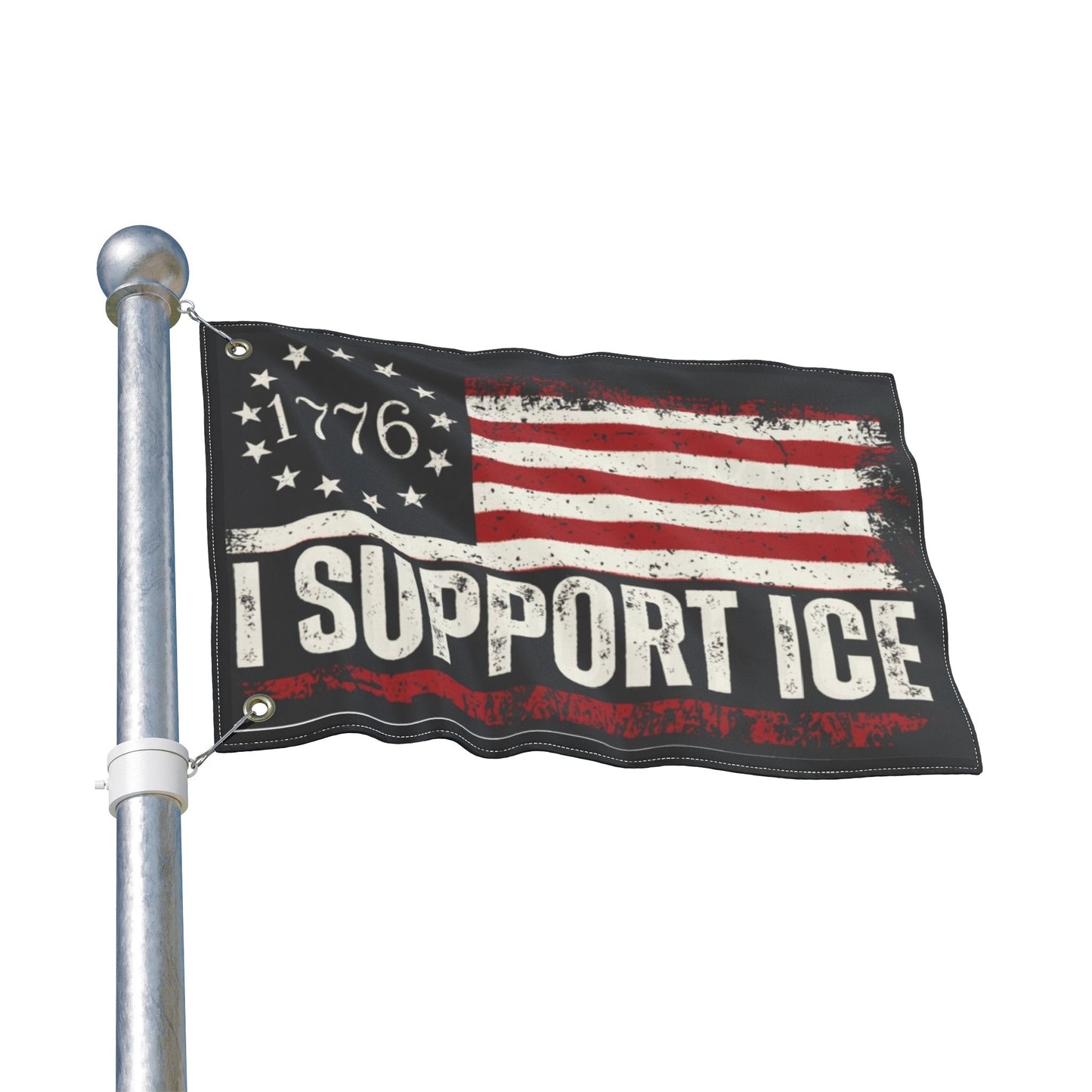 1776 Betsy Ross Flag I Support ICE Double Sided Flag