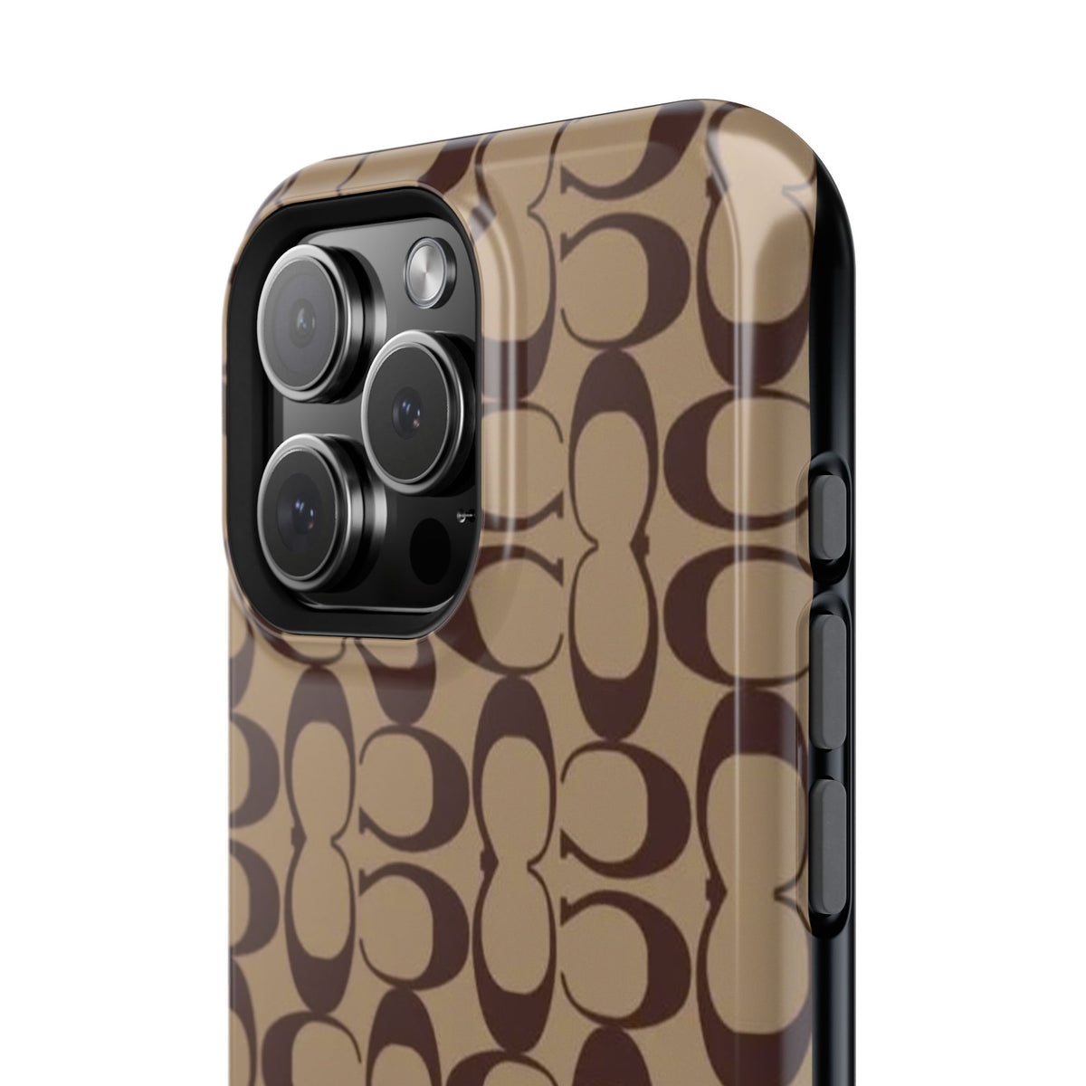 Signature Pattern Impact-Resistant Phone Case — Brown Monogram iPhone Cover