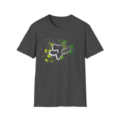 Fox Head Splash T-Shirt | Neon Green Paint Splatter