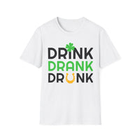 Drink Drank Drunk T-Shirt | St. Patrick's Shamrock Horseshoe Design