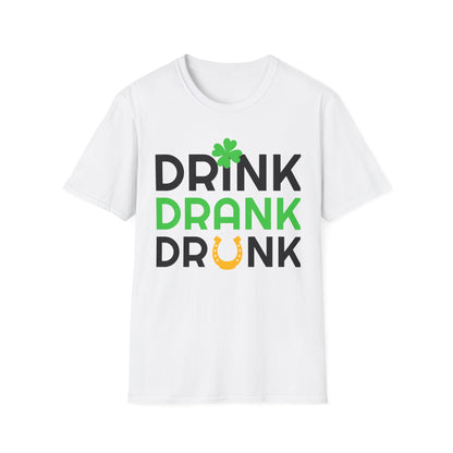 Drink Drank Drunk T-Shirt | St. Patrick's Shamrock Horseshoe Design