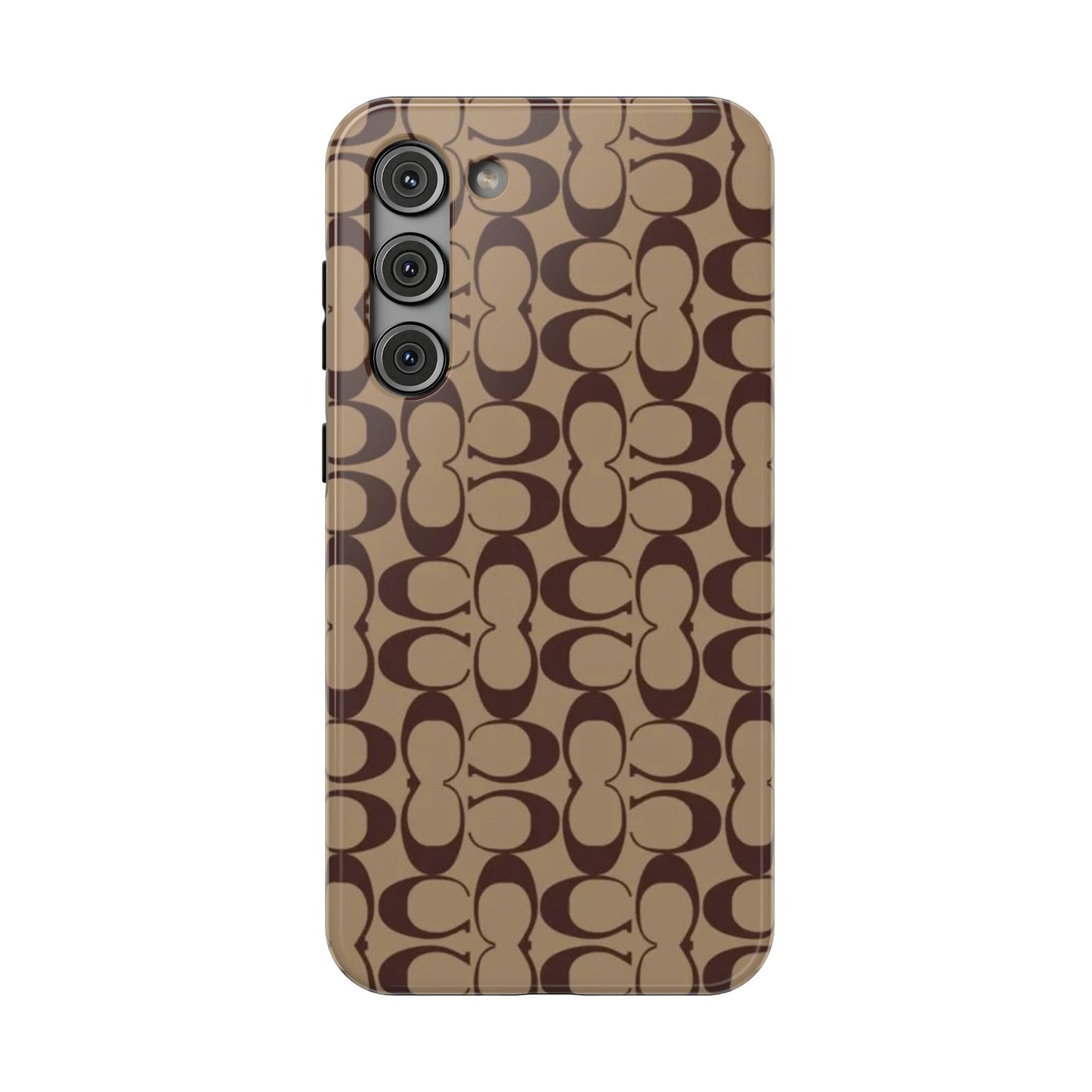 Signature Pattern Impact-Resistant Phone Case — Brown Monogram iPhone Cover