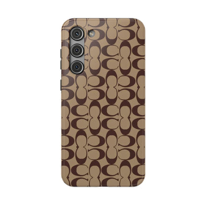 Signature Pattern Impact-Resistant Phone Case — Brown Monogram iPhone Cover