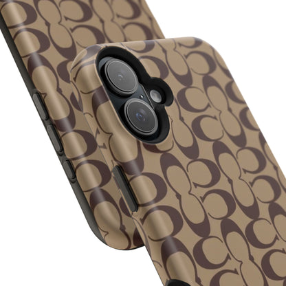 Signature Pattern Impact-Resistant Phone Case — Brown Monogram iPhone Cover