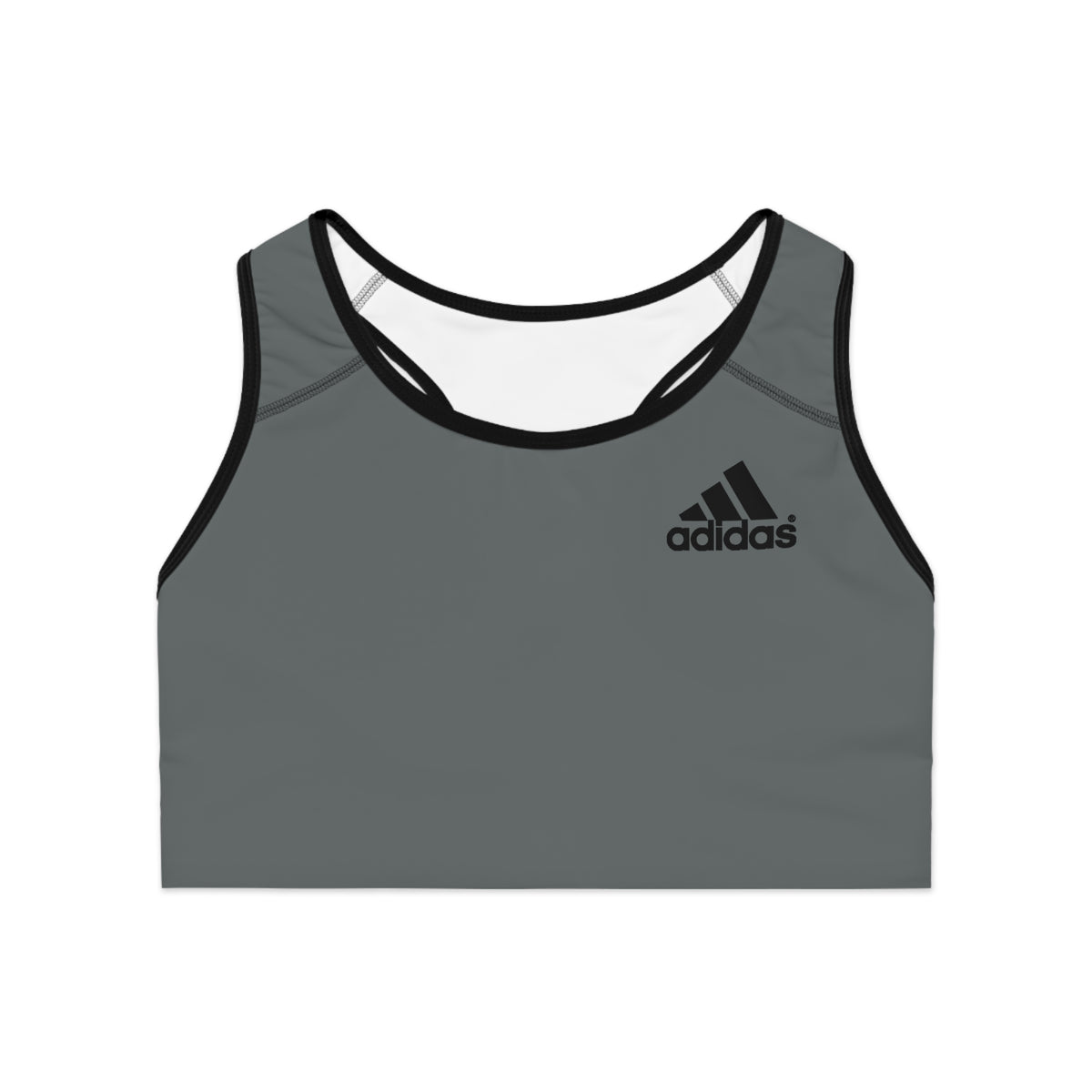 Gray Athletic Logo Sports Bra | Racerback Activewear