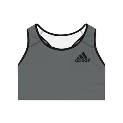 Gray Athletic Logo Sports Bra | Racerback Activewear