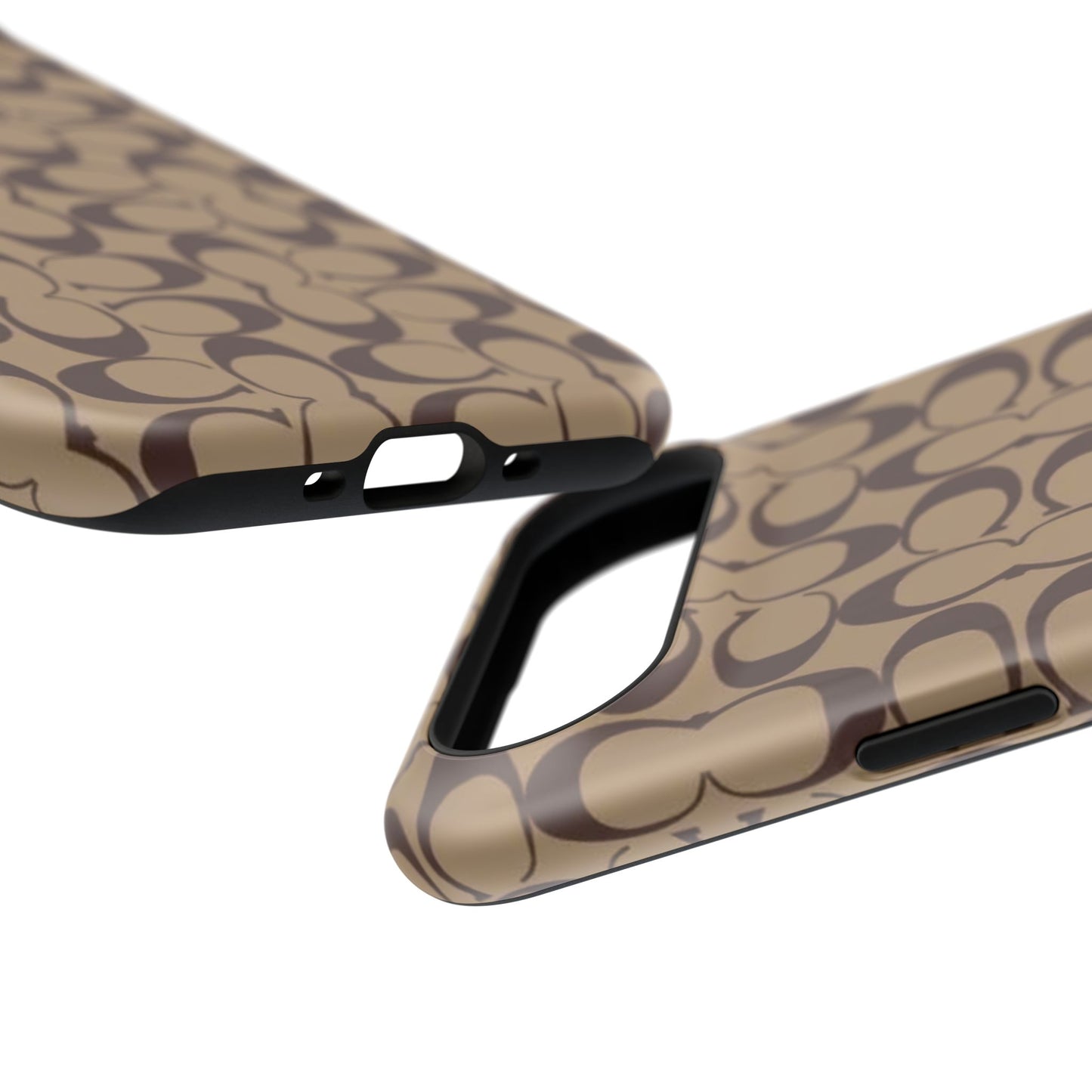 Signature Pattern Impact-Resistant Phone Case — Brown Monogram iPhone Cover