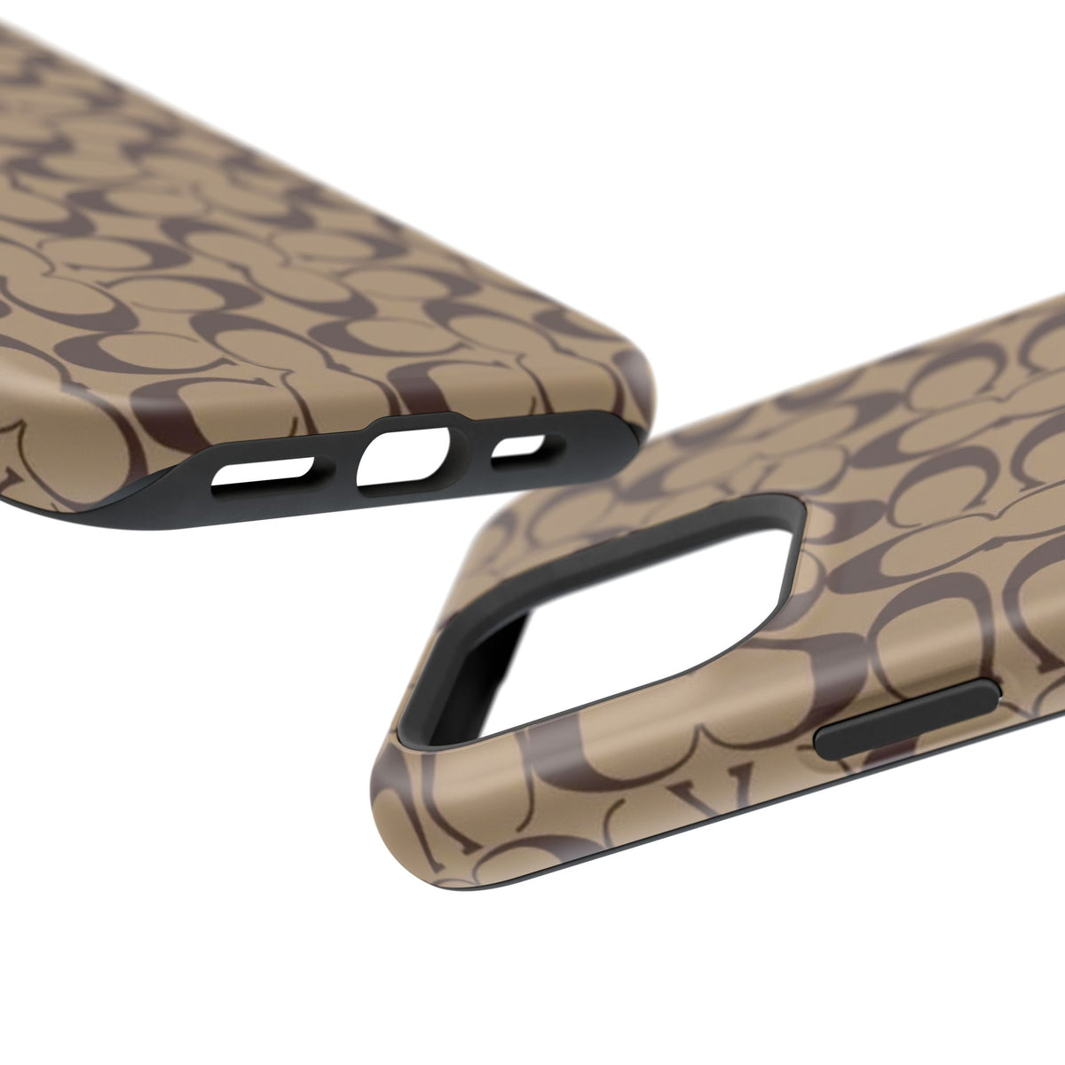 Signature Pattern Impact-Resistant Phone Case — Brown Monogram iPhone Cover