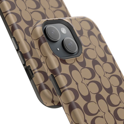 Signature Pattern Impact-Resistant Phone Case — Brown Monogram iPhone Cover