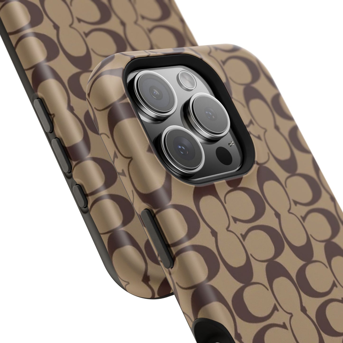 Signature Pattern Impact-Resistant Phone Case — Brown Monogram iPhone Cover
