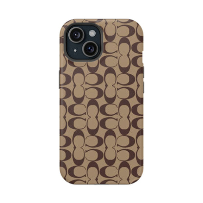 Signature Pattern Impact-Resistant Phone Case — Brown Monogram iPhone Cover