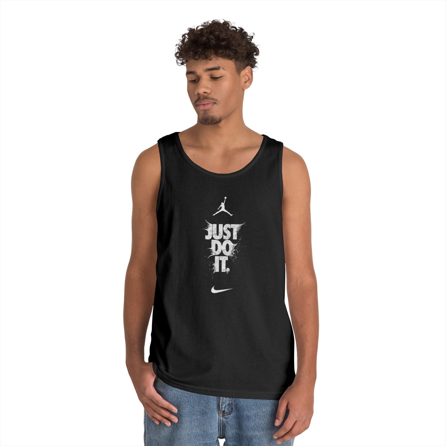 Just Do It vertical logo Tank Top | Sporty Nike-inspired graphic